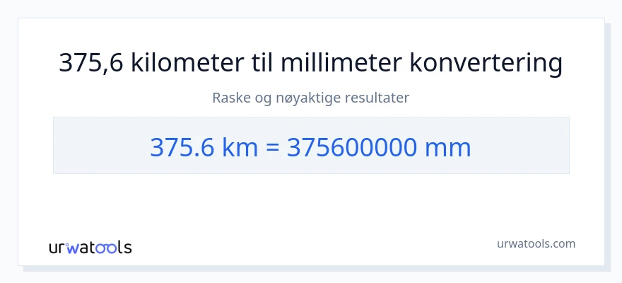 375.6 kilometer til millimeter konvertering