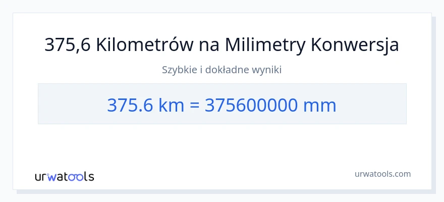 Konwersja 375.6 kilometrów do milimetry
