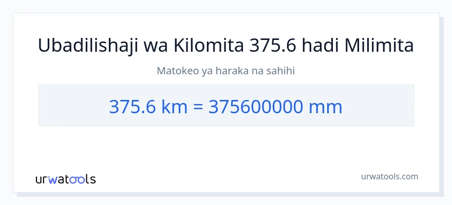 Ubadilishaji wa 375.6 kilomita hadi milimita