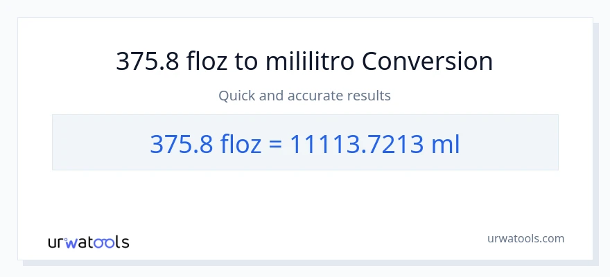 375.8 mga onsa ng likido patungong mga mililitro na conversion