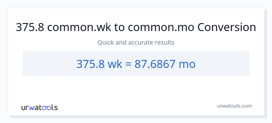 375.8 ആഴ്ചകൾ ൽ നിന്ന് മാസങ്ങൾ ലേക്ക് പരിവർത്തനം
