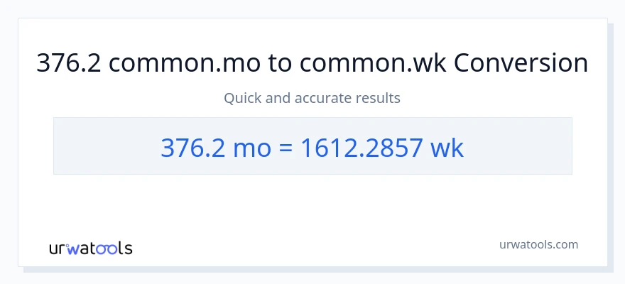 376.2 Kuud konversioon Nädalad-ks