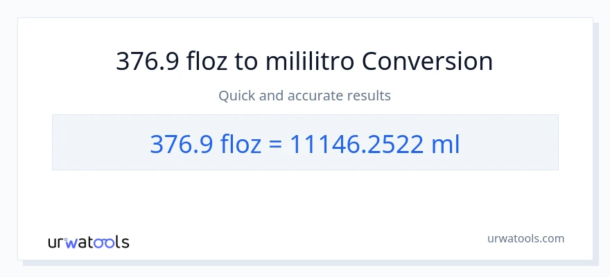 376.9 mga onsa ng likido patungong mga mililitro na conversion