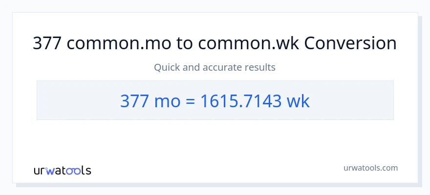 377 மாதங்கள் இலிருந்து வாரங்கள் வரை மாற்றம்