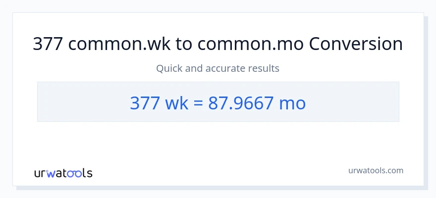 Conversão de 377 Semanas para Meses