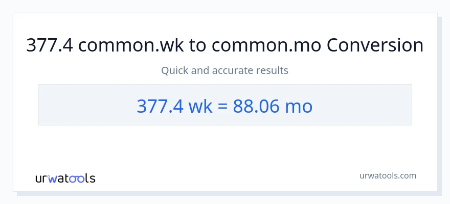 Konwersja 377.4 Tygodnie do Miesiące