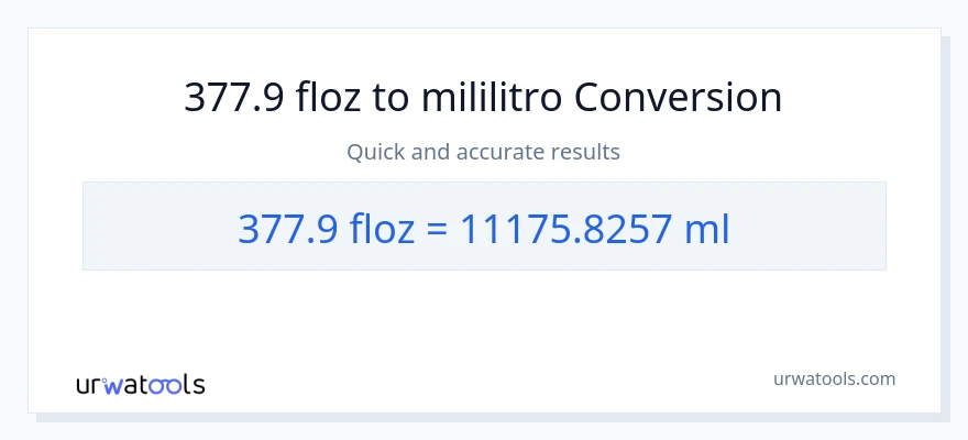 377.9 mga onsa ng likido patungong mga mililitro na conversion