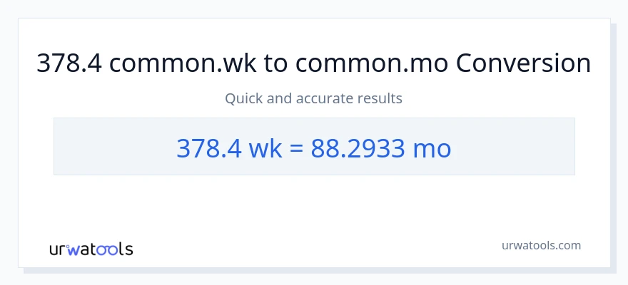 Penukaran 378.4 Minggu kepada Bulan