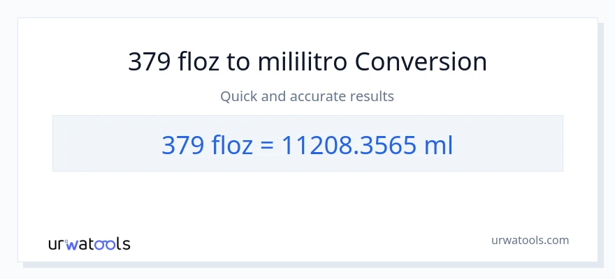 379 mga onsa ng likido patungong mga mililitro na conversion