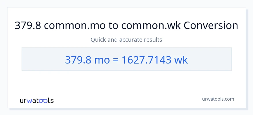 379.8 മാസങ്ങൾ ൽ നിന്ന് ആഴ്ചകൾ ലേക്ക് പരിവർത്തനം