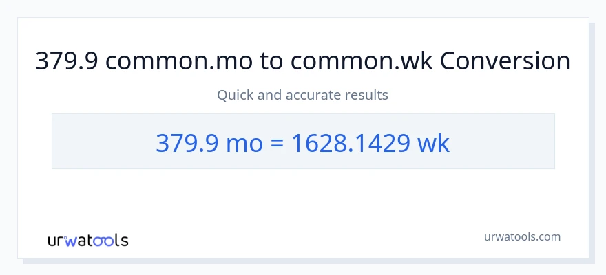 379.9 മാസങ്ങൾ ൽ നിന്ന് ആഴ്ചകൾ ലേക്ക് പരിവർത്തനം