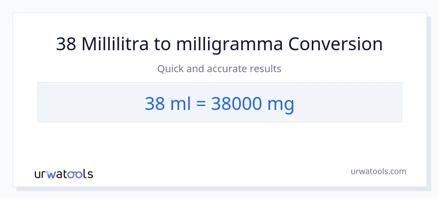 38 millilitraa - milligrammaa muunnos