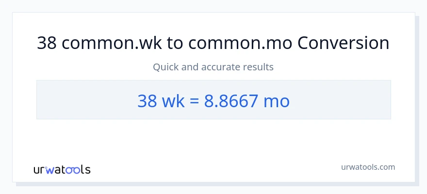 Konwersja 38 Tygodnie do Miesiące