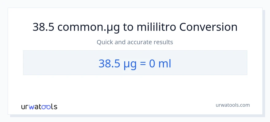 38.5 mga mikrogramo patungong mga mililitro na conversion