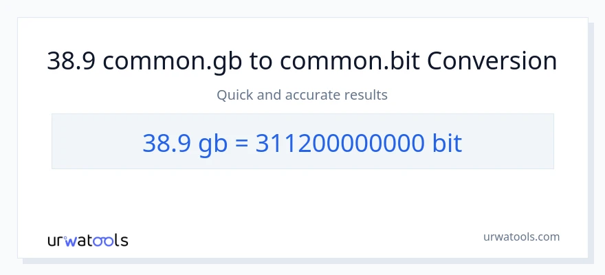 38.9 Gigabytes patungong Bits na conversion