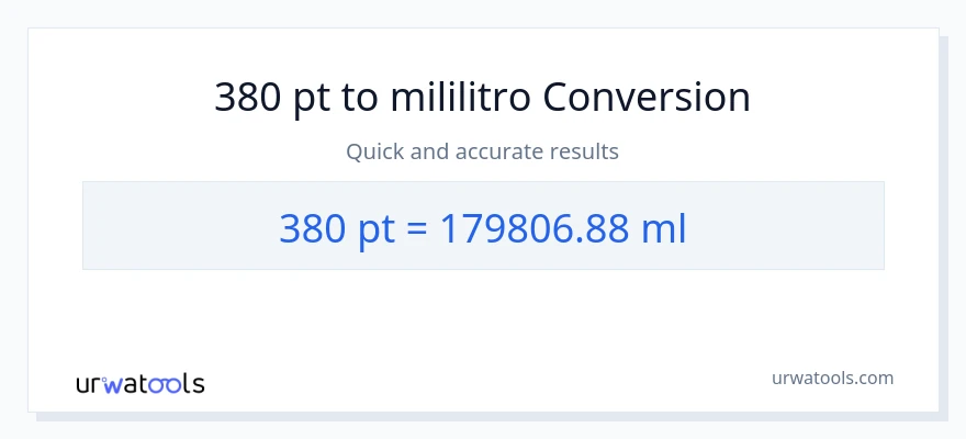 380 Pints patungong mga mililitro na conversion