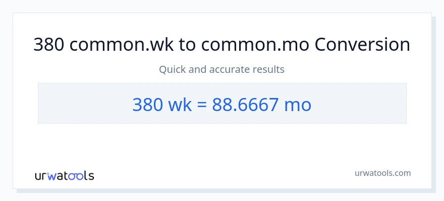 380 ആഴ്ചകൾ ൽ നിന്ന് മാസങ്ങൾ ലേക്ക് പരിവർത്തനം