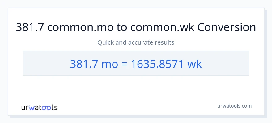 Conversió de 381.7 Mesos a Setmanes