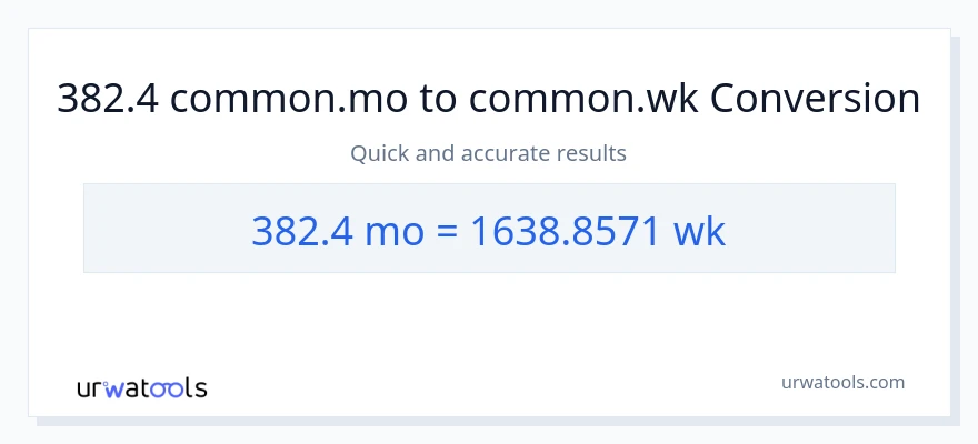 382.4 മാസങ്ങൾ ൽ നിന്ന് ആഴ്ചകൾ ലേക്ക് പരിവർത്തനം