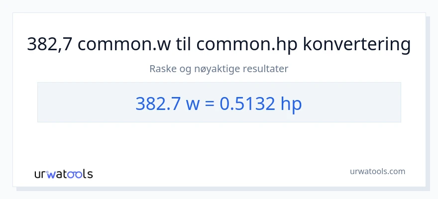 382.7 watt til hestekrefter konvertering