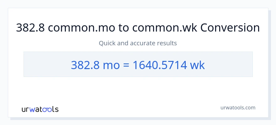 تبدیل 382.8 ماه‌ها به هفته‌ها