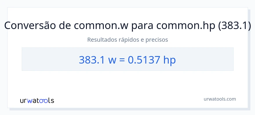 Conversão de 383.1 watts para cavalos de potência
