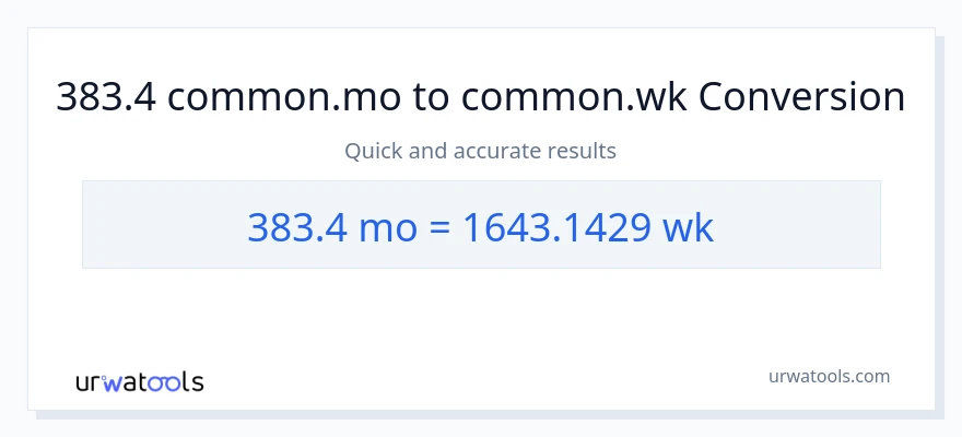 383.4 മാസങ്ങൾ ൽ നിന്ന് ആഴ്ചകൾ ലേക്ക് പരിവർത്തനം