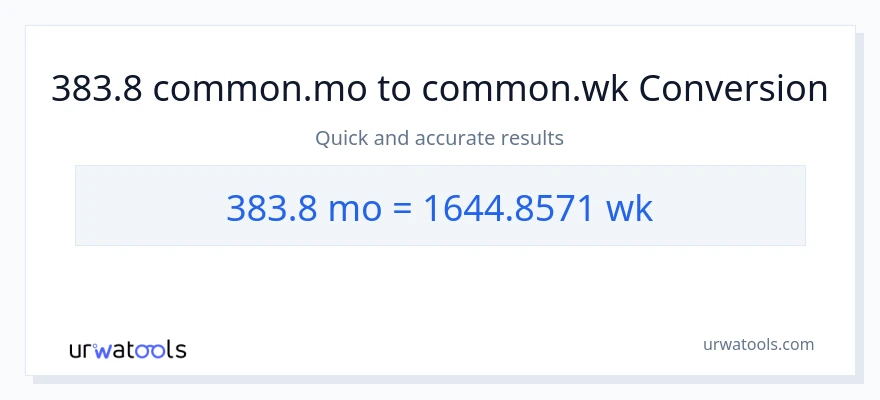 تبدیل 383.8 ماه‌ها به هفته‌ها