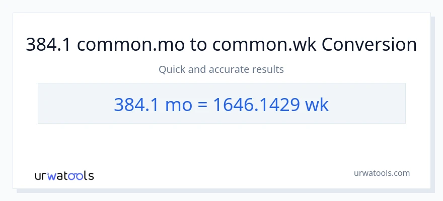 การแปลง 384.1 เดือน เป็น สัปดาห์