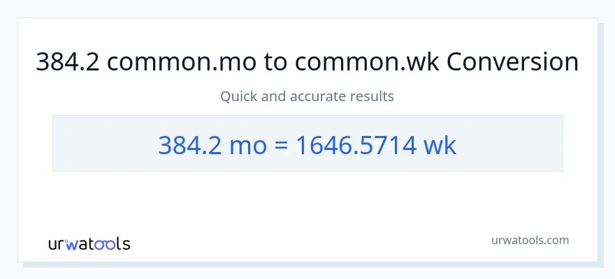 تبدیل 384.2 ماه‌ها به هفته‌ها