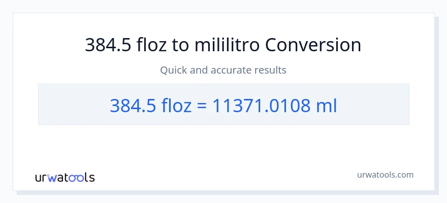 384.5 mga onsa ng likido patungong mga mililitro na conversion