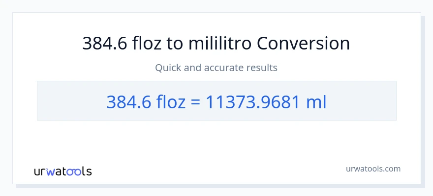 384.6 mga onsa ng likido patungong mga mililitro na conversion