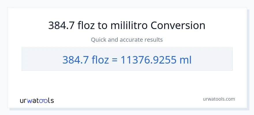 384.7 mga onsa ng likido patungong mga mililitro na conversion