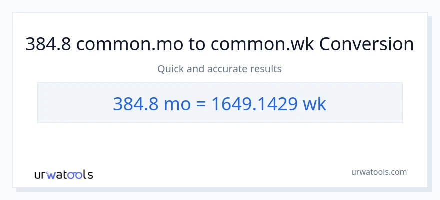 Konwersja 384.8 Miesiące do Tygodnie