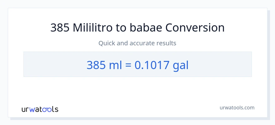 385 mga mililitro patungong Mga galon na conversion
