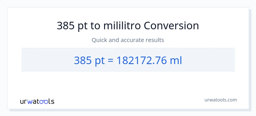 385 Pints patungong mga mililitro na conversion