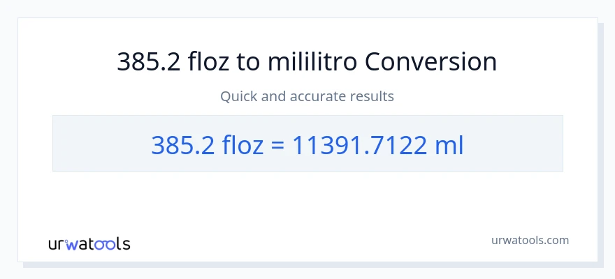 385.2 mga onsa ng likido patungong mga mililitro na conversion
