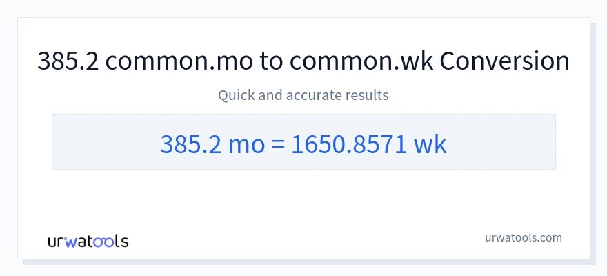 385.2 개월에서 몇 주으로의 변환