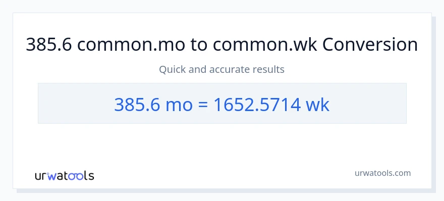 تبدیل 385.6 ماه‌ها به هفته‌ها