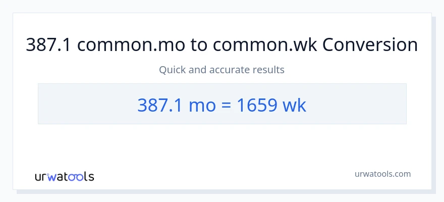 387.1 മാസങ്ങൾ ൽ നിന്ന് ആഴ്ചകൾ ലേക്ക് പരിവർത്തനം
