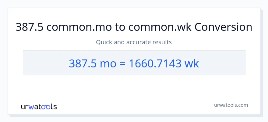 تبدیل 387.5 ماه‌ها به هفته‌ها
