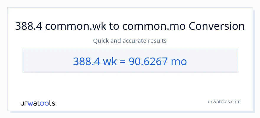 تبدیل 388.4 هفته‌ها به ماه‌ها