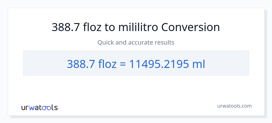 388.7 mga onsa ng likido patungong mga mililitro na conversion