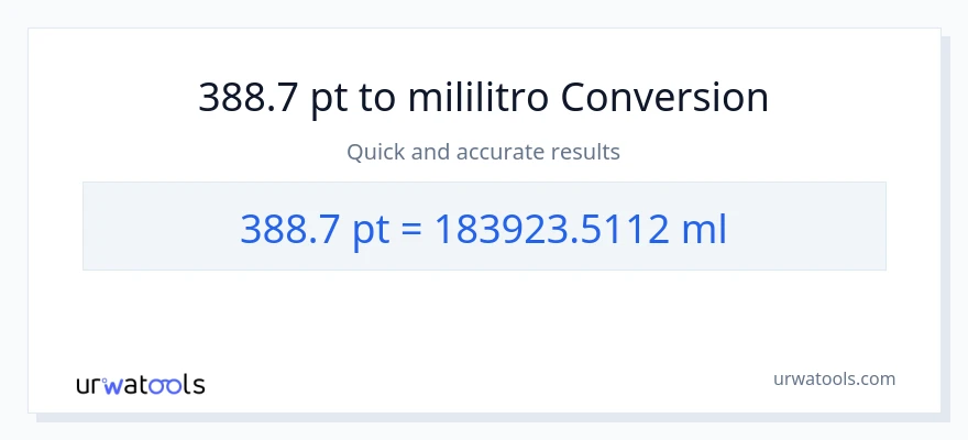 388.7 Pints patungong mga mililitro na conversion