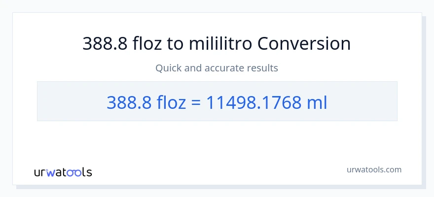 388.8 mga onsa ng likido patungong mga mililitro na conversion