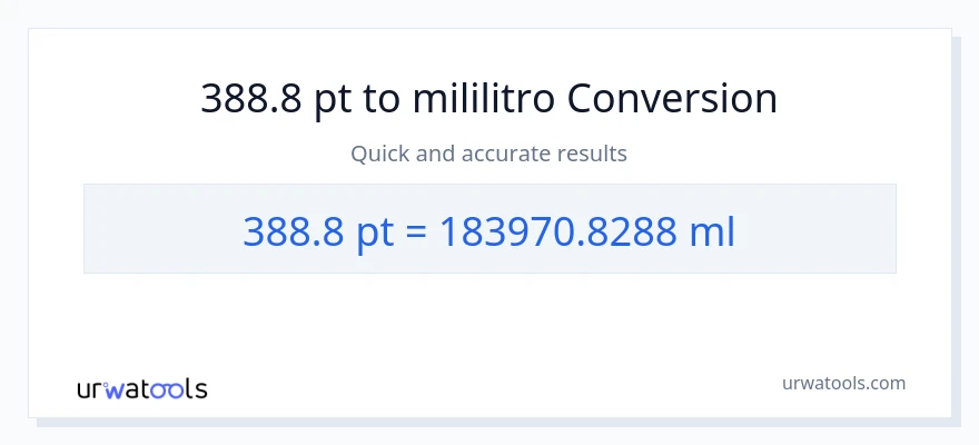 388.8 Pints patungong mga mililitro na conversion