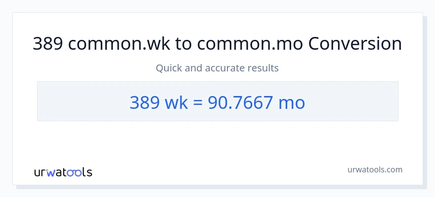 Konverze z Týdny na Měsíce: 389