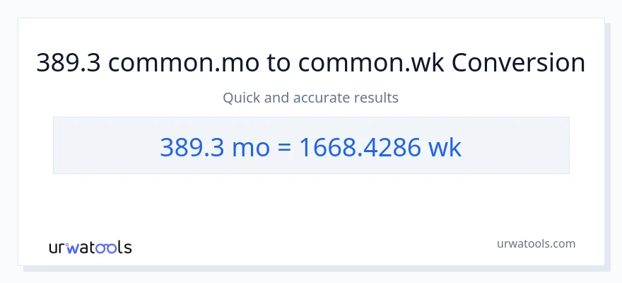 การแปลง 389.3 เดือน เป็น สัปดาห์