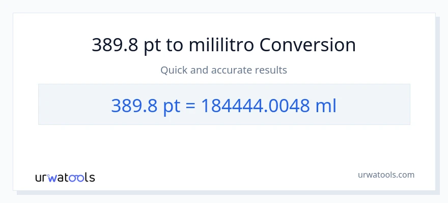 389.8 Pints patungong mga mililitro na conversion