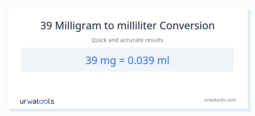 39 milligram til milliliter konvertering